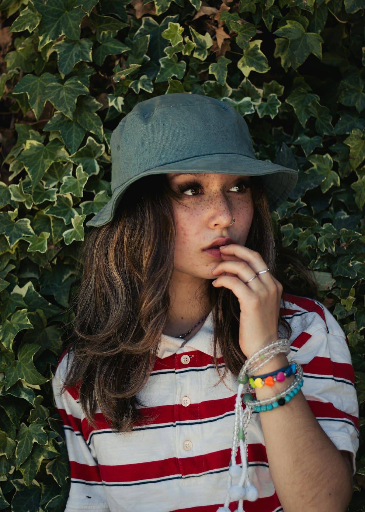 Sage bucket hat worn outdoors