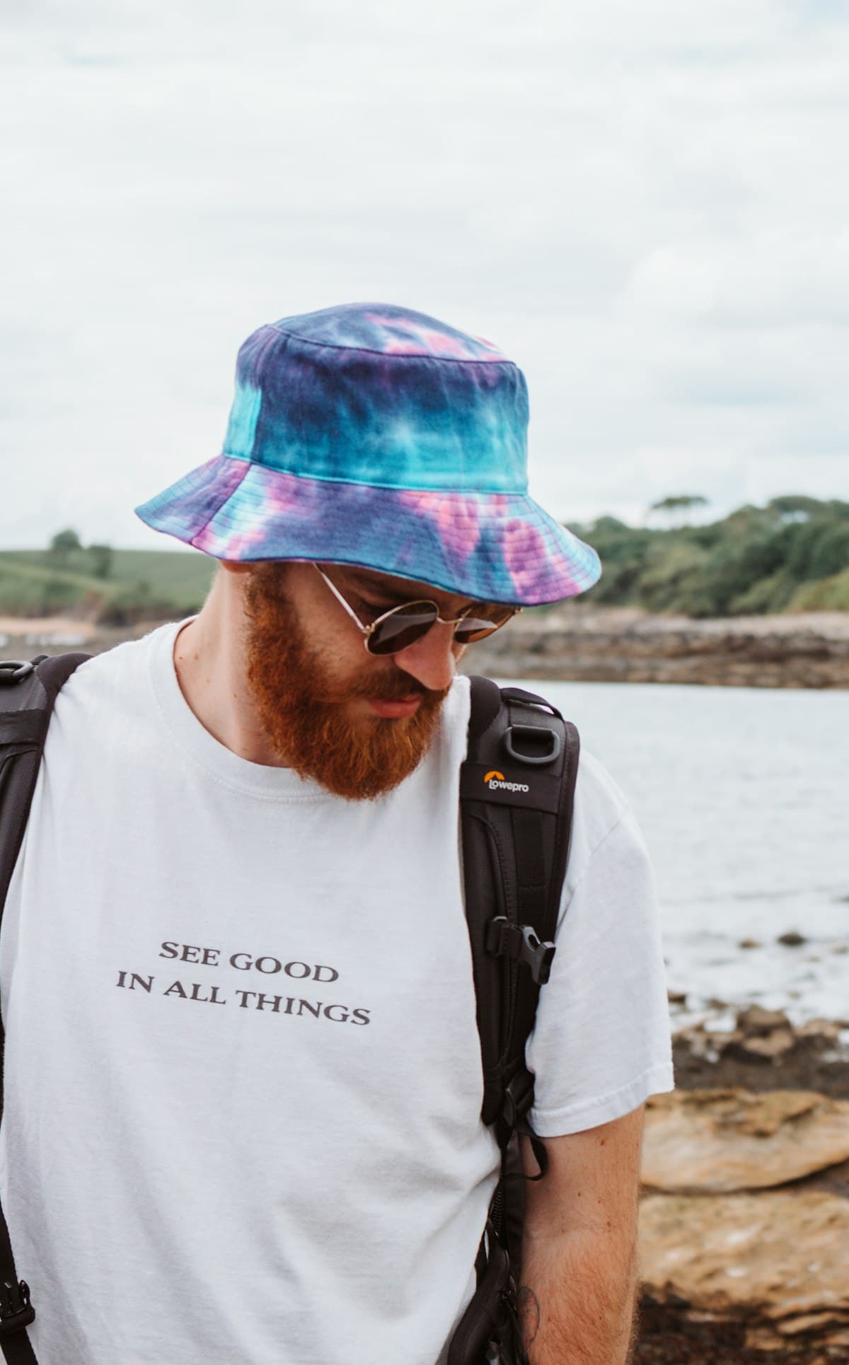Tie-dye bucket hat lifestyle shot