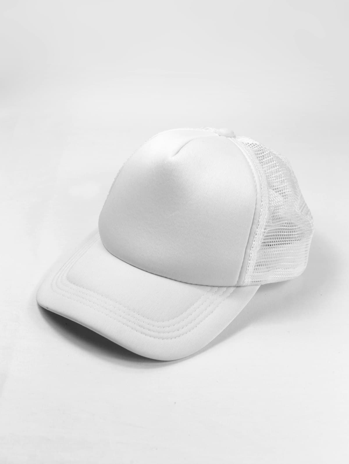All-white trucker cap product shot